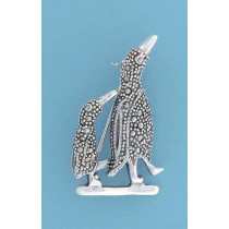 SPC MARCASITE TWO PENGUINS BROOCH