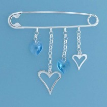 SPC TIF SAFETY PIN BROOCH/COL.CRYSTALS =