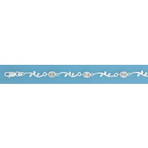 SPC OVAL CZ BENT BAR/LEAVES BRACELET   =