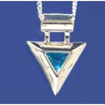 SPC FANCY TRIANGLE BLUE CZ PENDANT     =