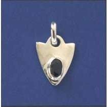 SPC OVAL SAPPHIRE SET SHIELD PENDANT   -