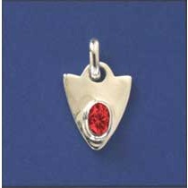 SPC OVAL GARNET SET SHIELD PENDANT     -