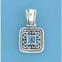 SPC SQ.SYN.TOPAZ FILLIGREE SQ.PENDANT