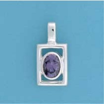 SPC OPEN SQ.OVAL PURPLE CZ PENDANT