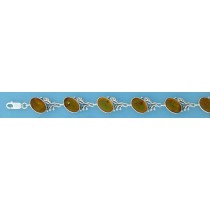 SPC OVAL AMBER STONES LEAF BRACELET    =