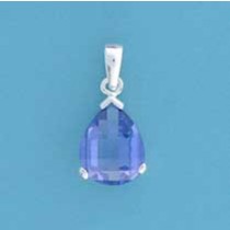 SPC CURVED TEARDROP VIOLET CZ PENDANT  =