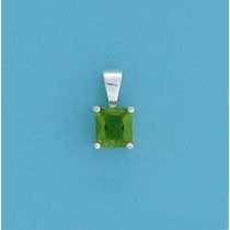 SPC 6mm CLAW SET SQUARE PENDANT-GREEN  =