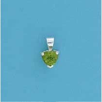 SPC 6mm CLAW SET HEART.PENDANT-GREEN   =