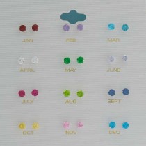 SPC CZ/SYN.STONE 4mm BIRTHSTONE STUDS