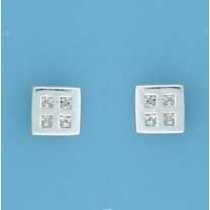 SPC CZ RM STYLE SQUARE STUD EARRINGS