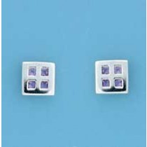 SPC AMETHYST RM STYLE SQUARE STUDS