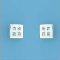 SPC BLUE TOPAZ RM STYLE SQUARE STUDS