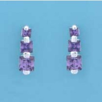 SPC 3 SQ.SHAPE PURPLE CZ TAPERING STUDS=