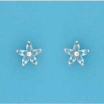 SPC 9mm MARQUIS FLOWER STUDS-BLUE      =