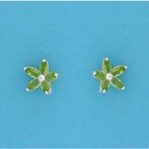 SPC 9mm MARQUIS FLOWER STUDS-GREEN     =