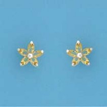 SPC 9mm MARQUIS FLOWER STUDS-YELLOW    =