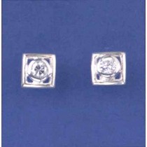 SPC 8mm SQ STUDS WITH 4mm RUB SET CZ   =