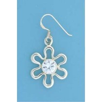 SPC 8mm CZ WIRE FLOWER DROP EARRINGS