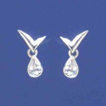 SPC V SHAPE STUD WITH CZ TEARDROP DROP =