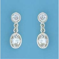 SPC 6mm CZ STUD WITH 8mm CZ OVAL DROP  =