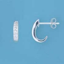 SPC CZ SET CURVED HOOP STUDS           =