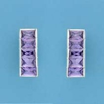 SPC 11x7mm CHANNEL SET PURPLE CZ STUDS =
