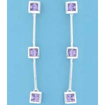 SPC 3 STONE SQ.PURPLE CZ HINGED BARDROP=