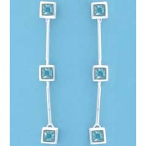 SPC 3 STONE SQ.BLUE CZ HINGED BAR DROPS=