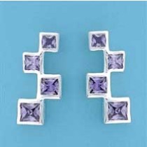 SPC PURPLE 4 SQUARE CZ STONE STUDS     =
