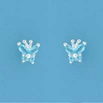 SPC 8mm BLUE CZ BUTTERFLY STUDS       =]