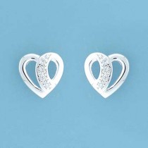 SPC 11mm CZ SET OPEN HEART STUDS       =