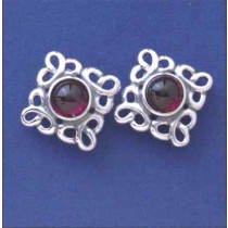 SPC 6mm GARNET SQUARE CELTIC STUDS     =