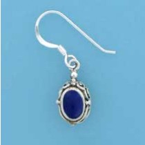 SPC OVAL LAPIS FANCY DROP EARRINGS     =