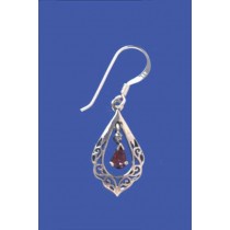 SPC TEARDROP GARNET DROP EARRING       =