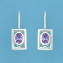 SPC OPEN SQUARE OVAL PURPLE CZ DROPS   =