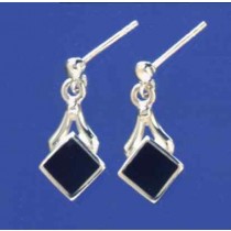 SPC DIAMOND SHAPE ONYX DROP EARRINGS