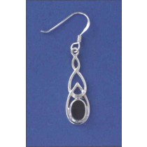 SPC OVAL ONYX CELTIC DROP EARRING      =