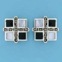 SPC ONYX/M.O.P/MARCASITE SQUARE STUDS