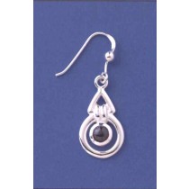 SPC CIRCLE+TRIANGLE GARNET DROP EARRINGS