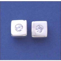 SPC 5mm CZ SET IN 9mm SQ. POLISHED STUD