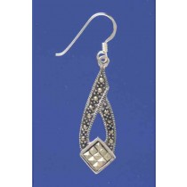 SPC SQUARE MARCASITES DROP EARRING     -