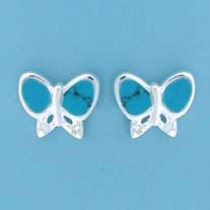 SPC INLAID TQ/CZ BUTTERFLY STUDS       =