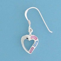 SPC INLAID M.O.P TIF HEART DROP EARRING=