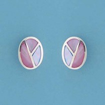 SPC 11x8mm OVAL BLUE/PINK M.O.P STUDS  =