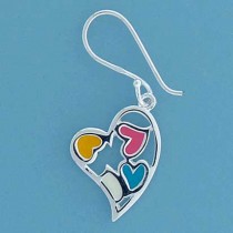 SPC MULTICOL ENAMEL TIF HEART EARRINGS