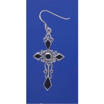 SPC ONYX FANCY CROSS DROP EARRING      =