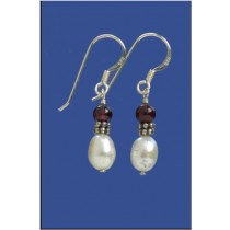 SPC IMM.PEARL/GARNET DROP EARRINGS