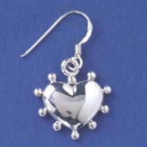 SPC BEAD EDGED DROP HEART EARRINGS