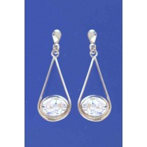 SPC OVAL CZ TEARDROP DROP EARRINGS