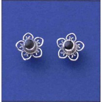 SPC FILIGREE ONYX FLOWER STUD          =